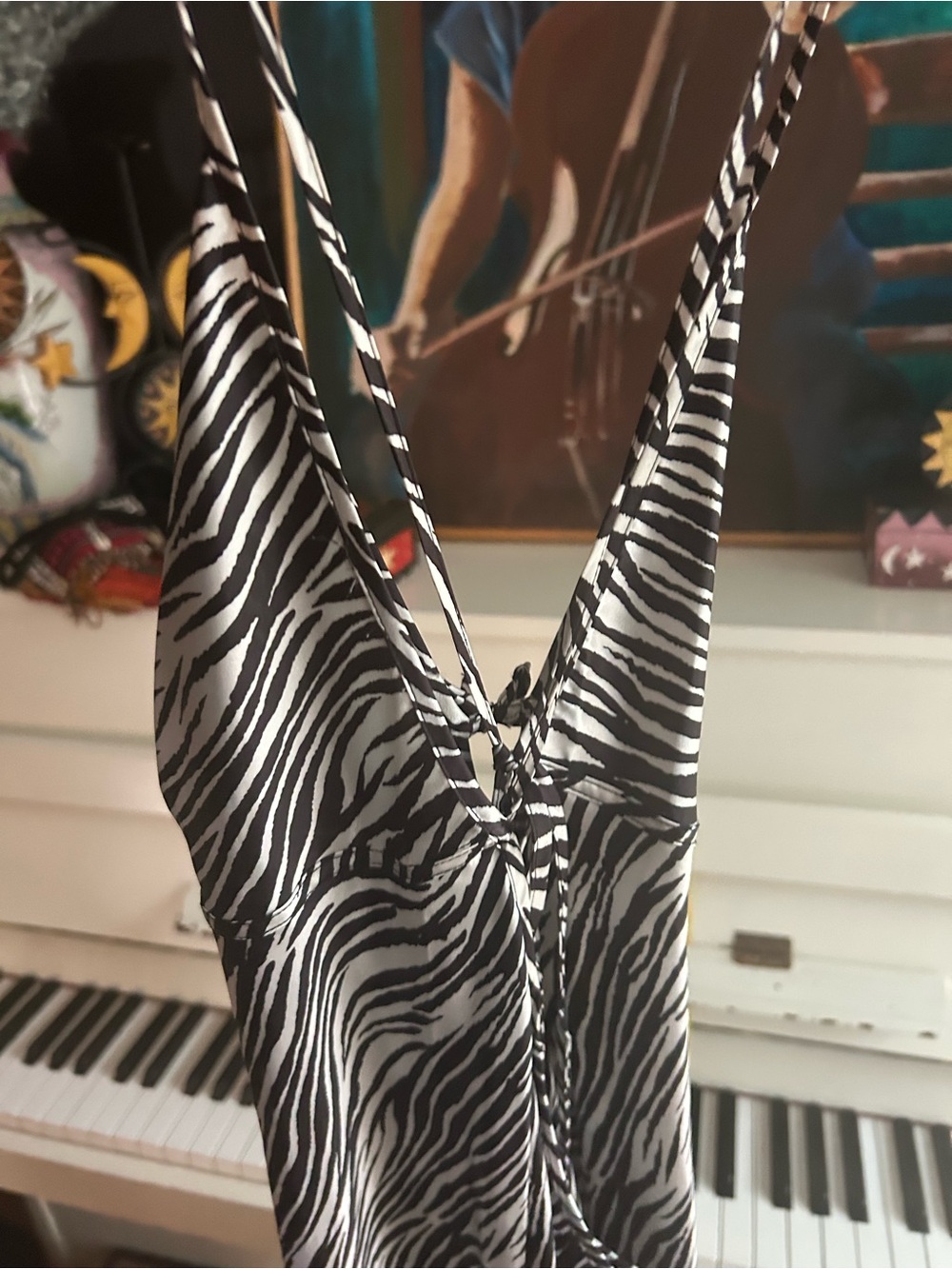 La Vie en Rose Zebra Print Satin Maxi Nightgown Slip Dress Size Large - Picture 3 of 13